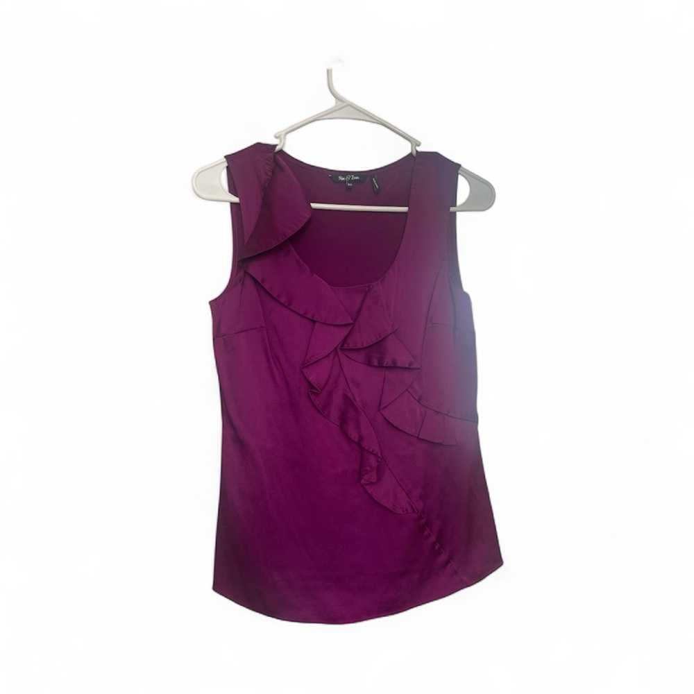 NIC+ZOE Vibrant Purple Ruffle Blouse